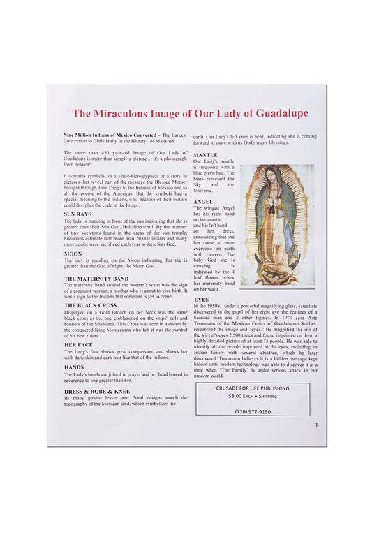 "The Miraculous Image of Our Lady of Guadalupe" Four Page Flier